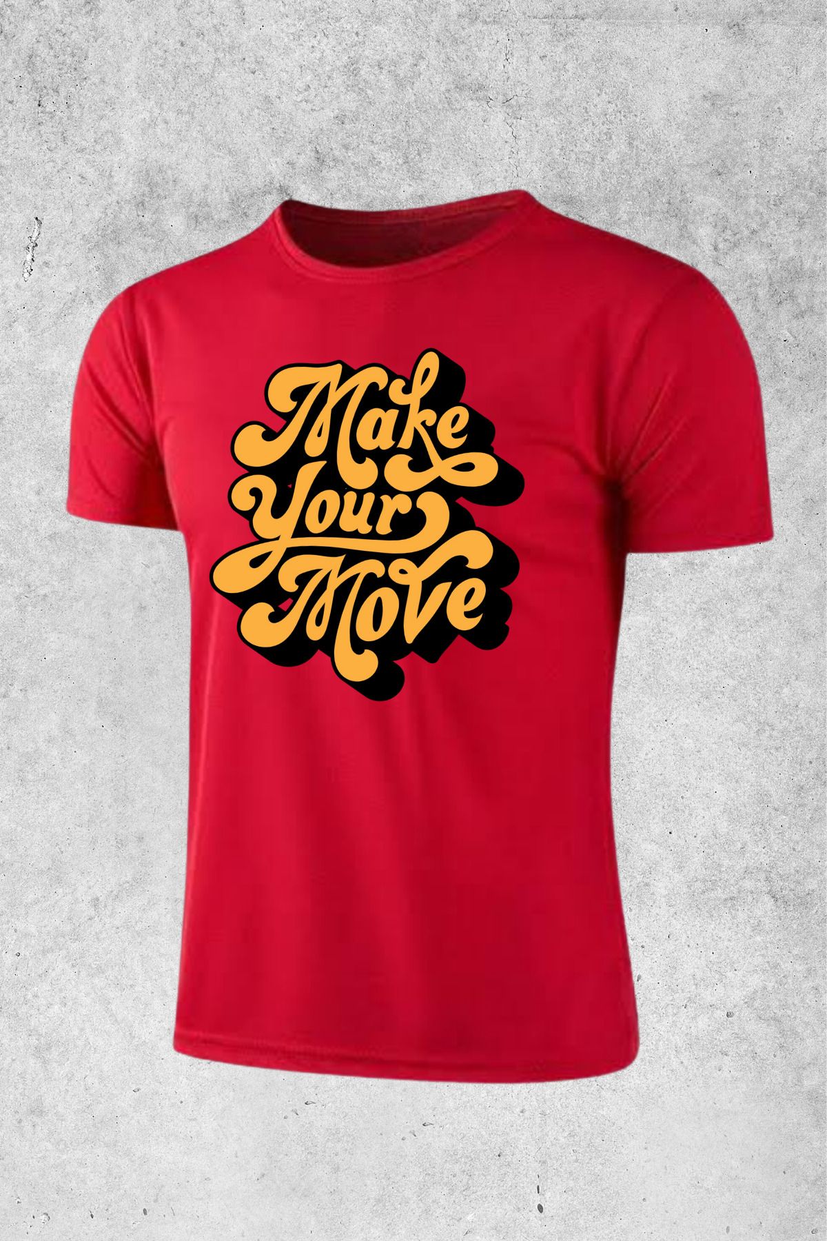MOLICO BASİC unisex sıfır yaka kısa kollu MAKE YOUR MOVE baskılı tshirt