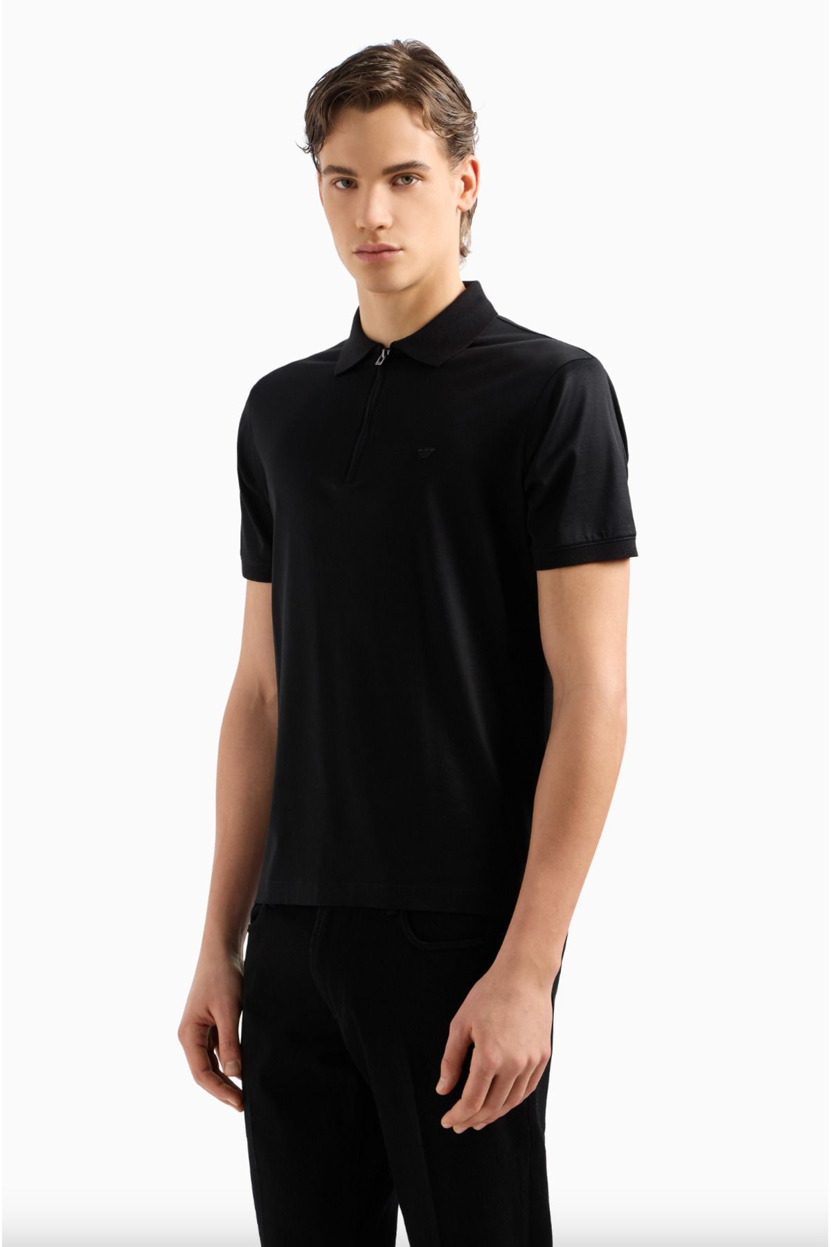Emporio Armani ASV Lyocell-Blend Jersey Polo Shirt with Zip