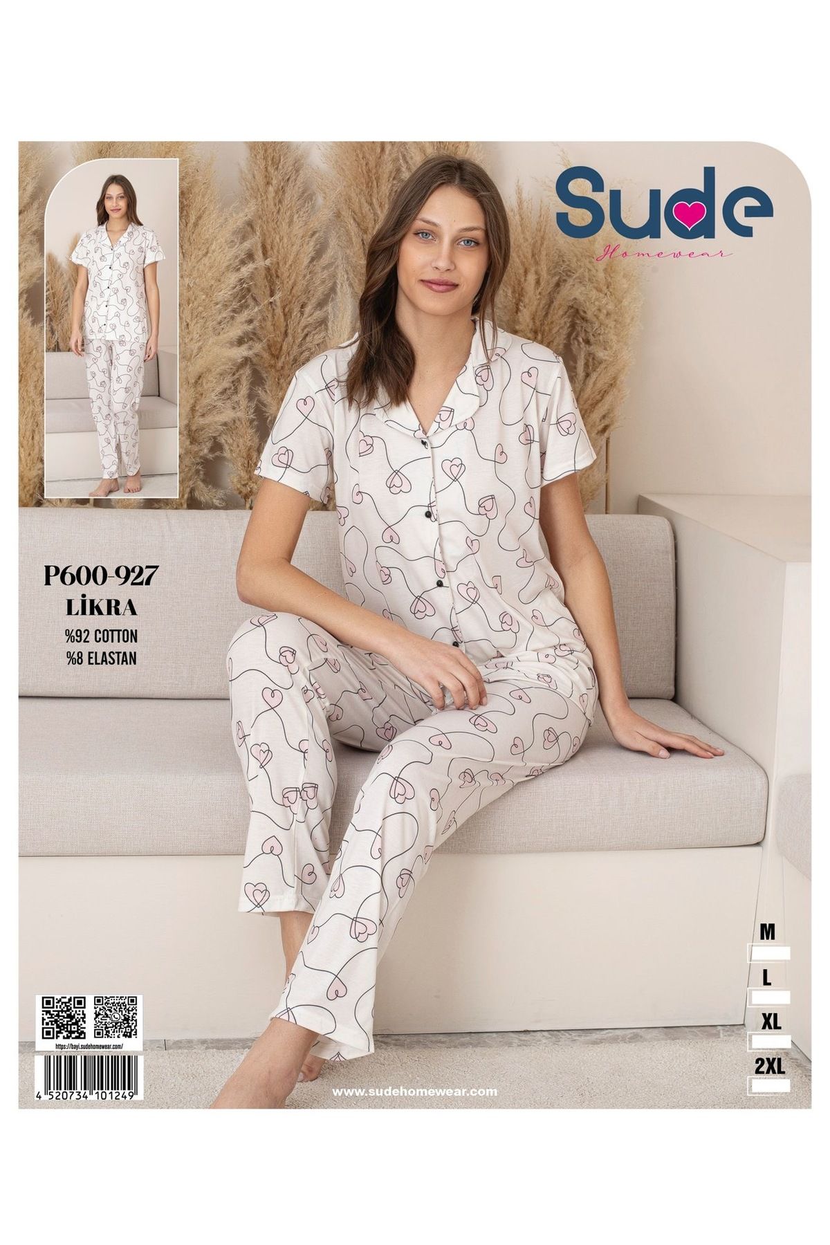 CHARME MİLAN KUMAŞ GÖMLEK YAKA DÜĞMELİ PİJAMA TAKIMI