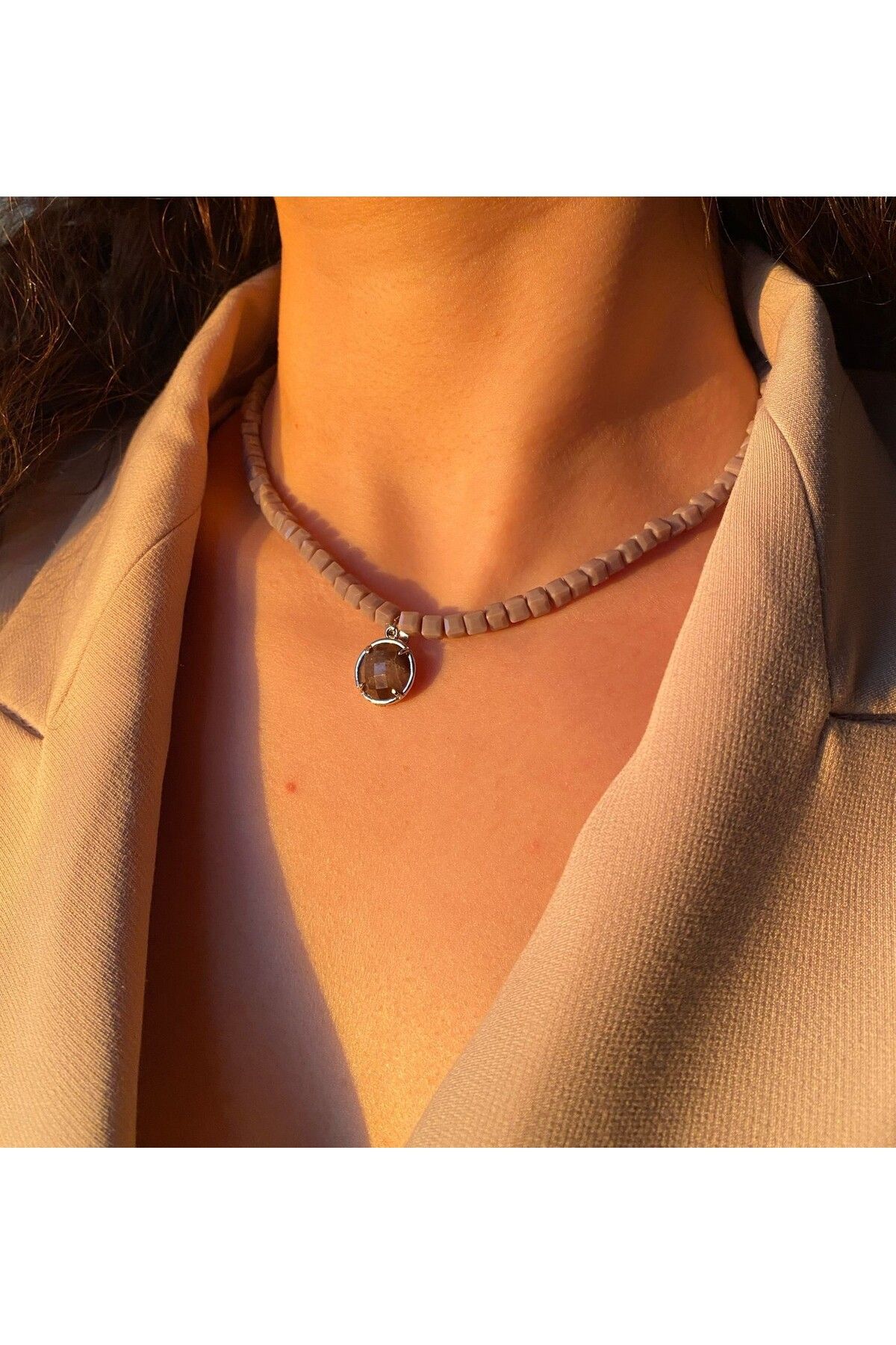 AYGNJEWELRY Kolye AYGNJEWELRY yuvarlak ametist boncuk kolye - hediye kolye - doğal kolye