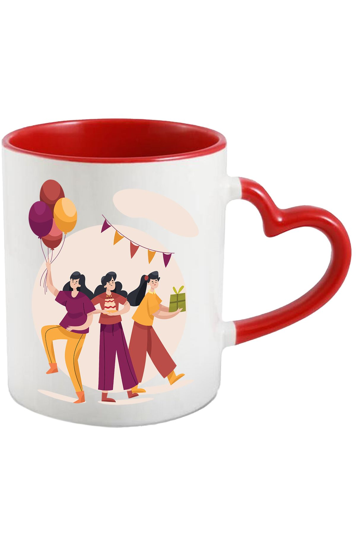 StoryGift Romania Cana Cu Aniversare, Baloane, Tort, Lumanari, Prieteni, Cutie De Cadou, Multicolo, Cu Maner Inim Stg - One Size