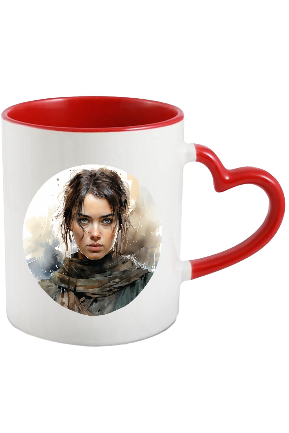 StoryGift Romania Cana Cu Portret, Arya Stark, Game Of Thrones, Ploaie, Esarfa, Fantasy, Multicolo, Cu Maner Inim Stg - One Size