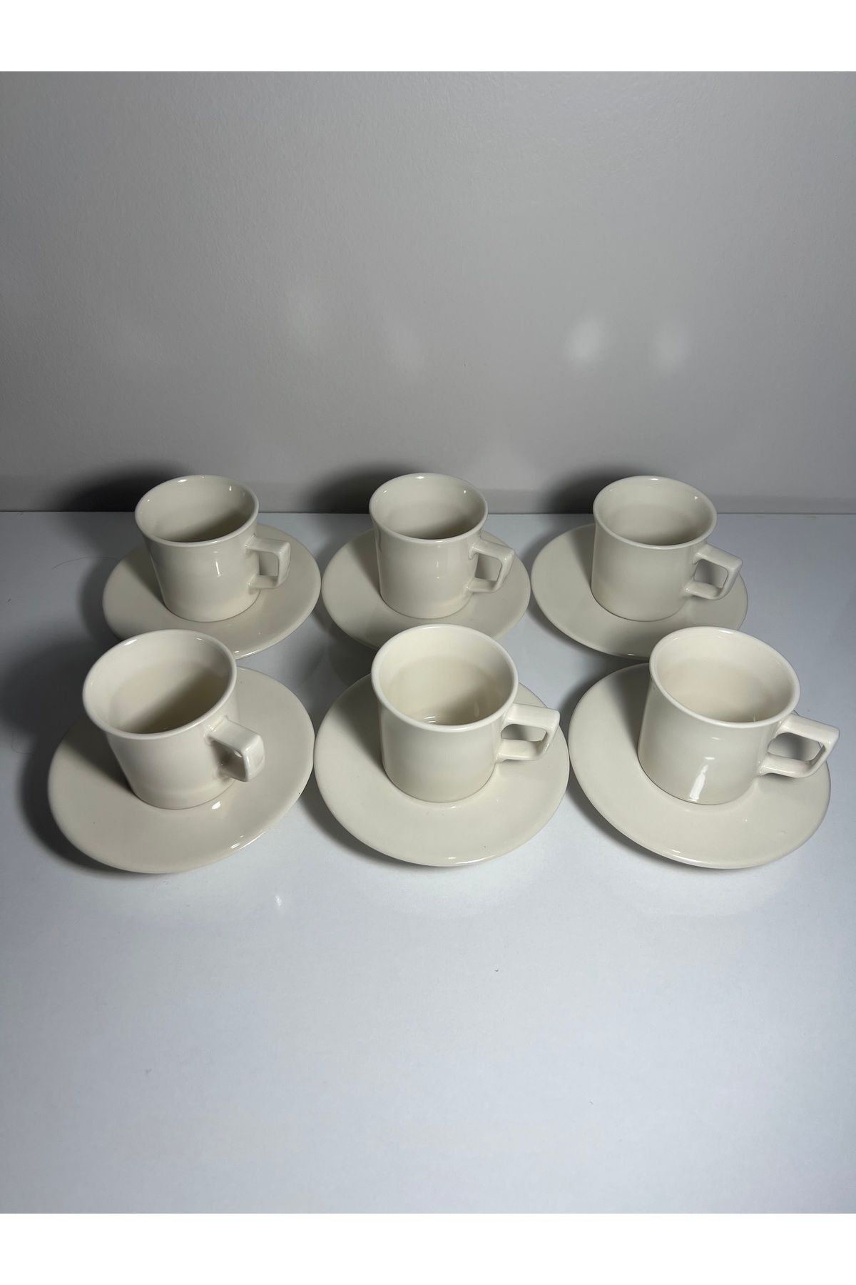 Percini Sade Porselen 12 Parça 6 Kişilik Kahve Fincan Takımı Set