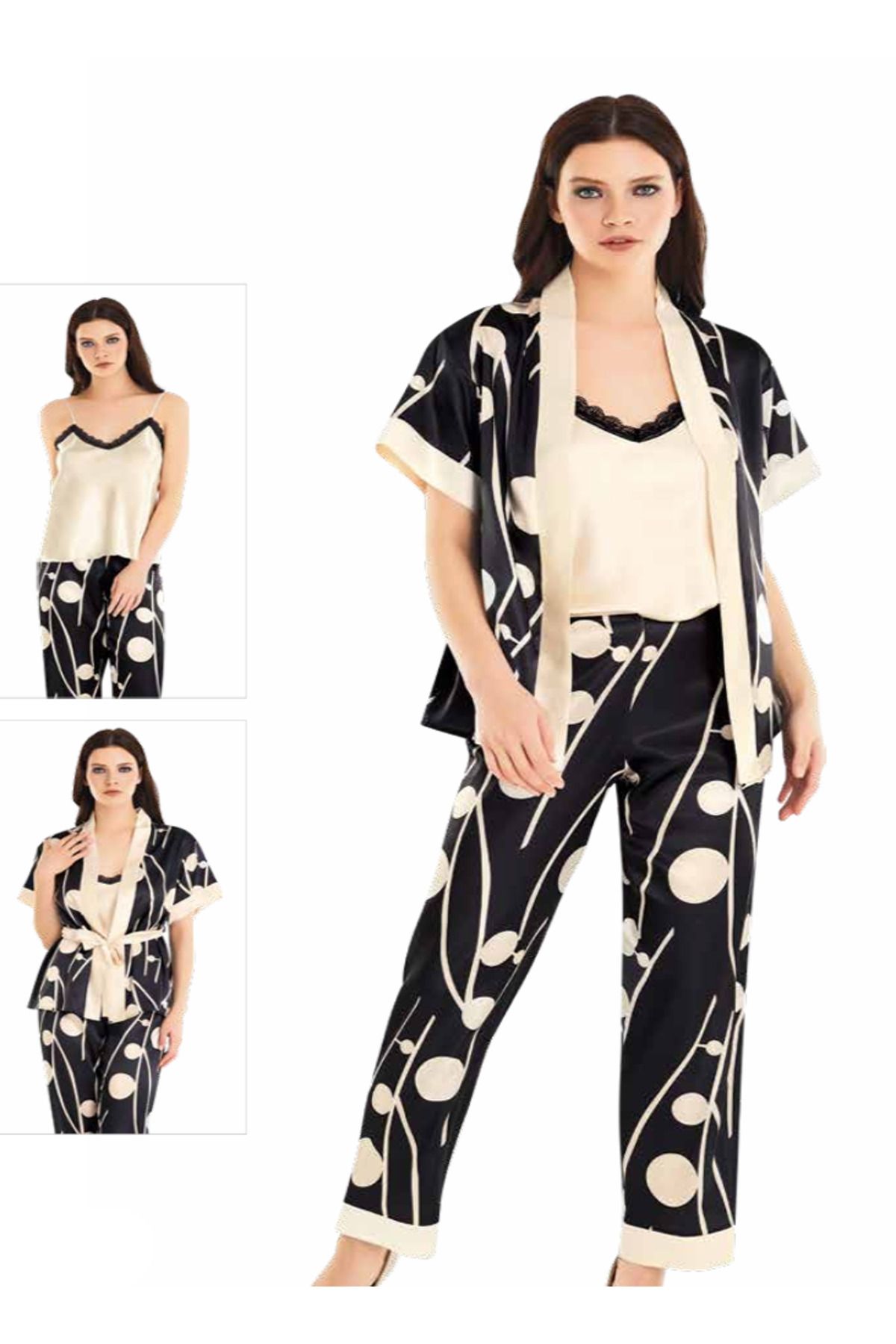 Fily İç Giyim MOONGİRL Üçlü Saten Pijama Takımları