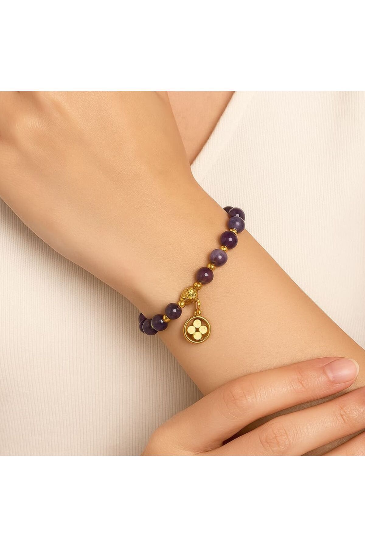 TAKI DERYASI-Amethyst Sphere Cut Bracelet 6 8 mm Allergy and Energy Stone Natural Stone Bracelet Love Stone 2