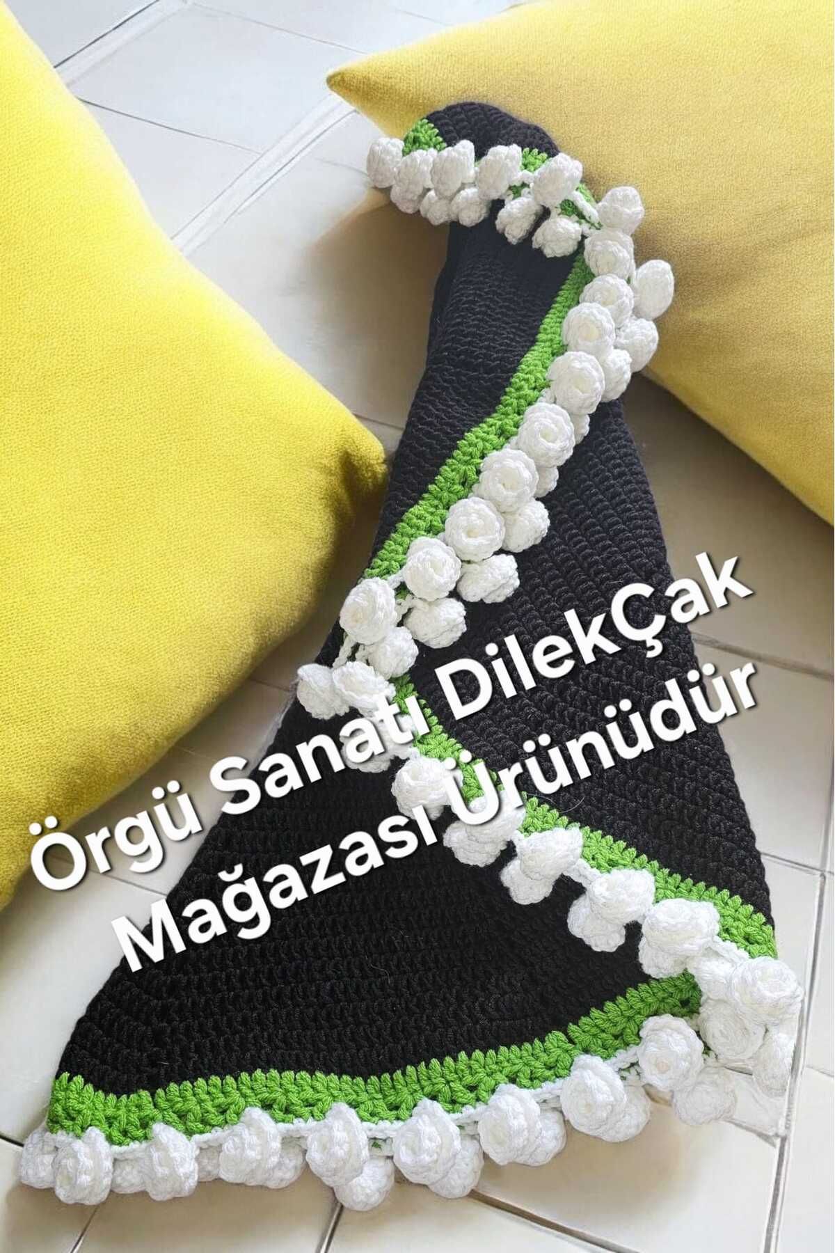 Örgü Sanatı DilekÇak Gründl Cotton Alman Bambusu Çiçek Buketi, 105 cm 64 Adet Çiçekli Battaniye, Buket Battaniye. Şal