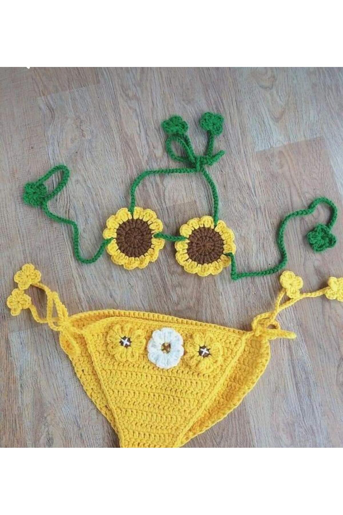 Charme Elegant el örgüsü bebek bikini takım