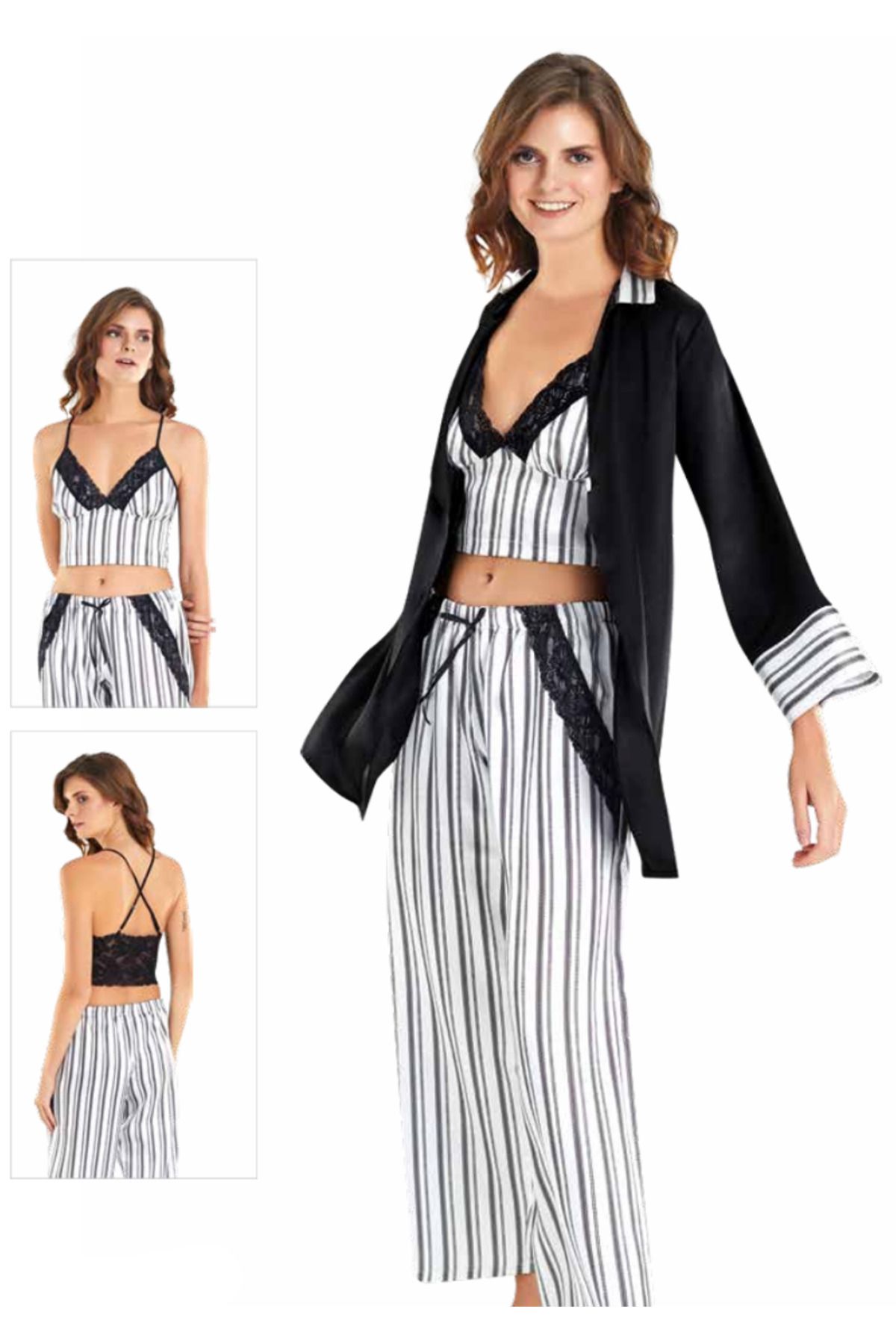 Fily İç Giyim MOONGİRL Üçlü Saten Pijama Takımları