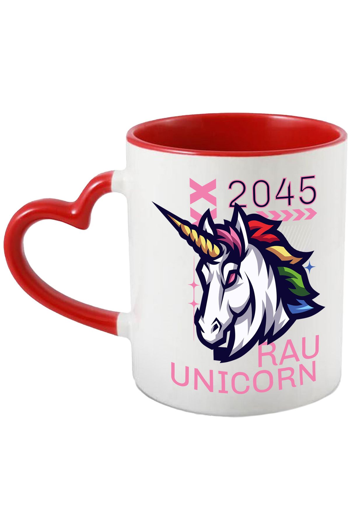 StoryGift Romania Cana Unicorn Rau, Animal Fantastic, Basme, Lume Virtuala, 330ml, Ceramica Cu Man, Cu Maner Inim Stg - One Size