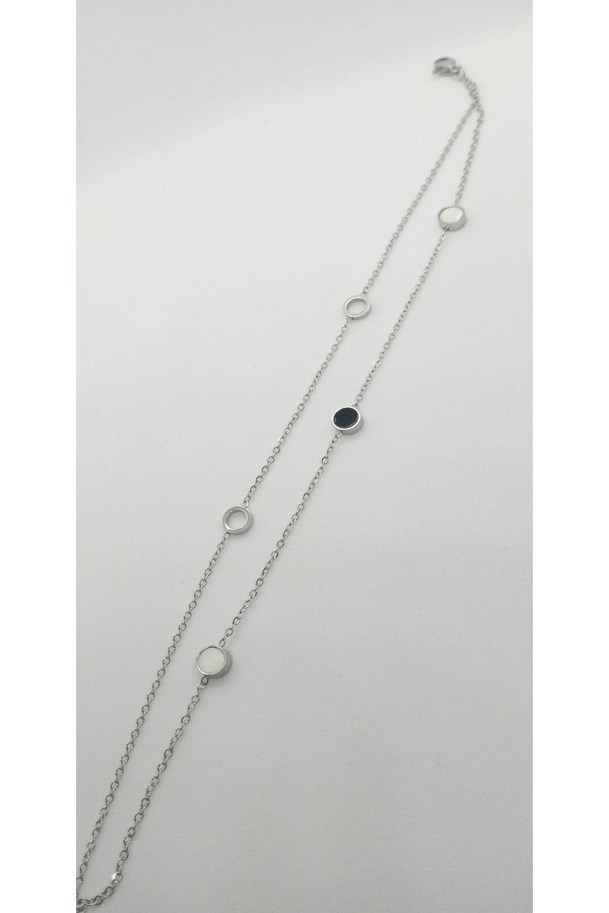 ndjewelry Silver Renk Siyah-Beyaz Mineli Halhal