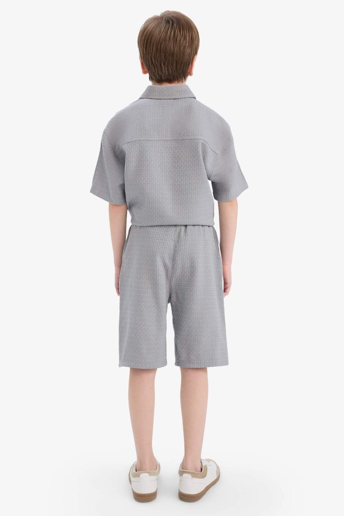 DeFacto-Boy's Regular Fit Textured Shorts E7014A825Hs 6
