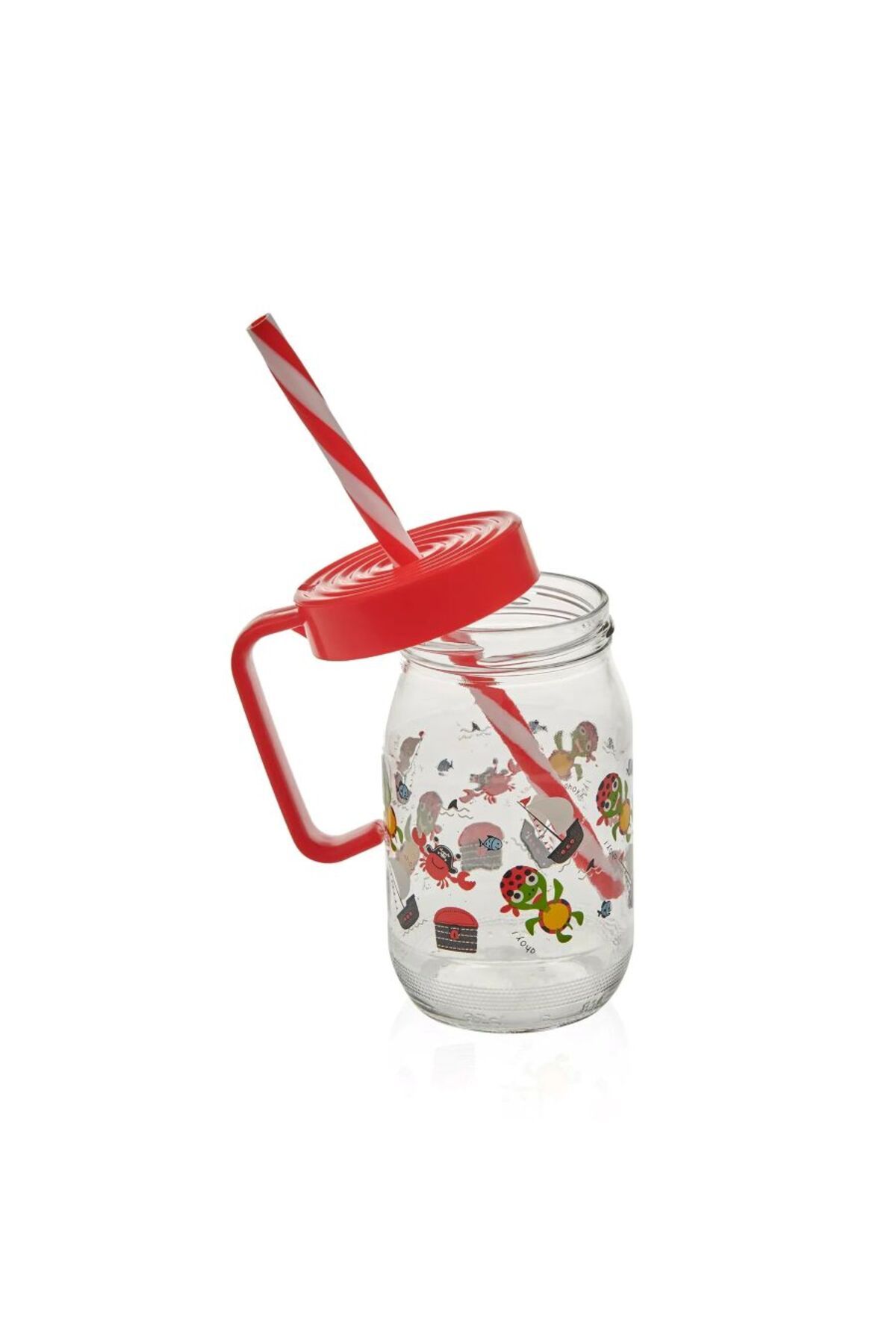 Herevin 370 Cc Desenli Pipetli Kulplu Cam Bardak / BPA Free