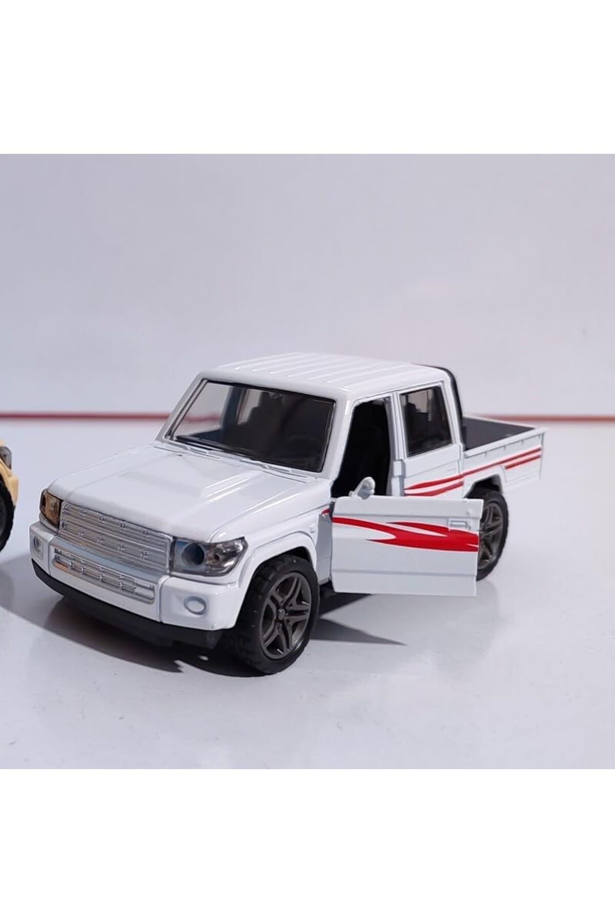 Generic-Mini Double Cabin Pickup Toy Car with Pull Back Action and Front Door Opening Durable Realistic Open 9