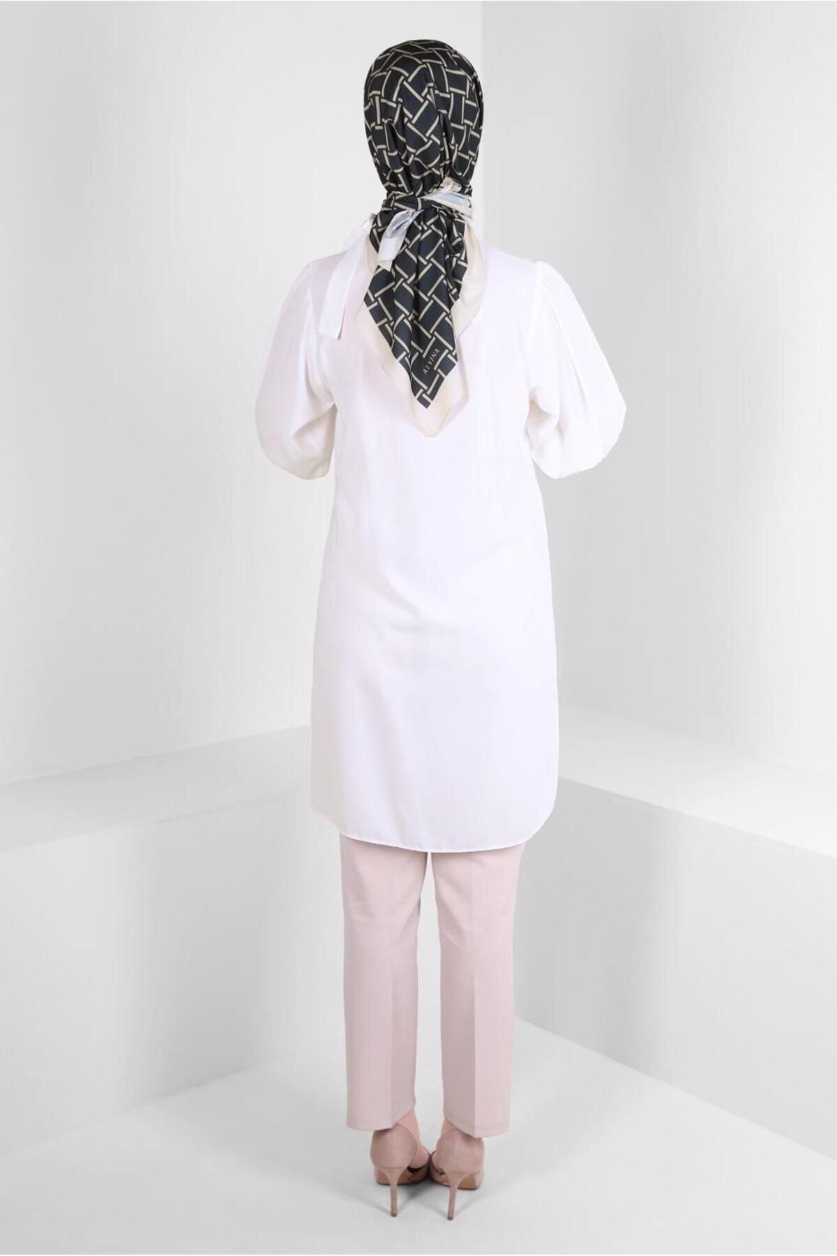 Alvina-HIDDEN BUTTON TUNIC WITH COLLAR BINDING DETAIL 43508 3