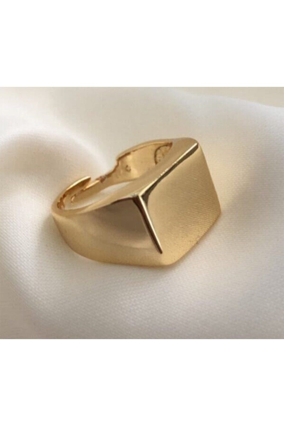 Rose Jelwery Unisex Gold Kare Şövalye Yüzük-ayarlanabilir