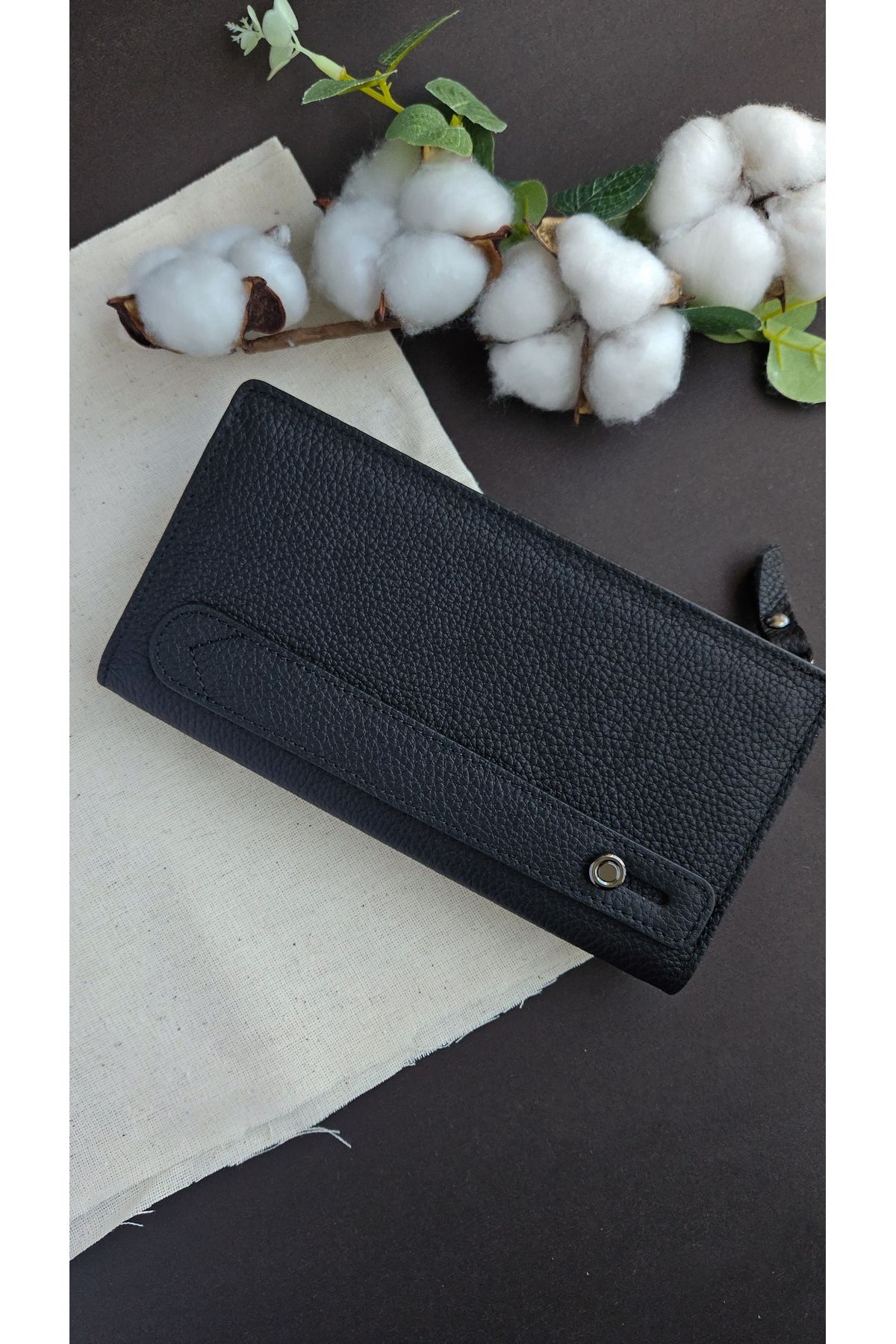 Aydın Deri Luxury Hakiki Deri Telefon Hazneli Siyah Portföy Cüzdan - Unisex Günlük& Hediye