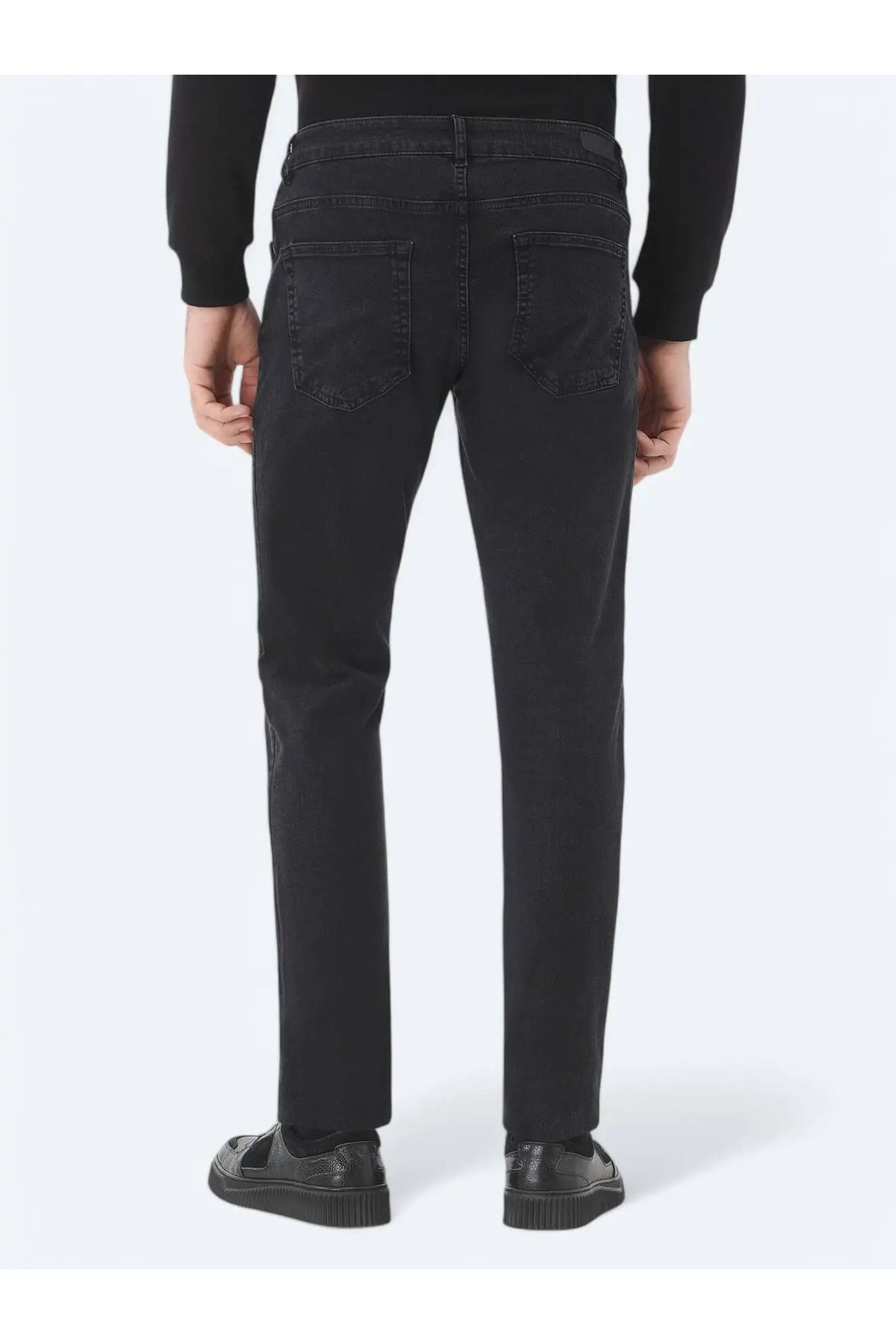 Kip-Black Slim Fit Denim - Cotton Blend Trousers 5