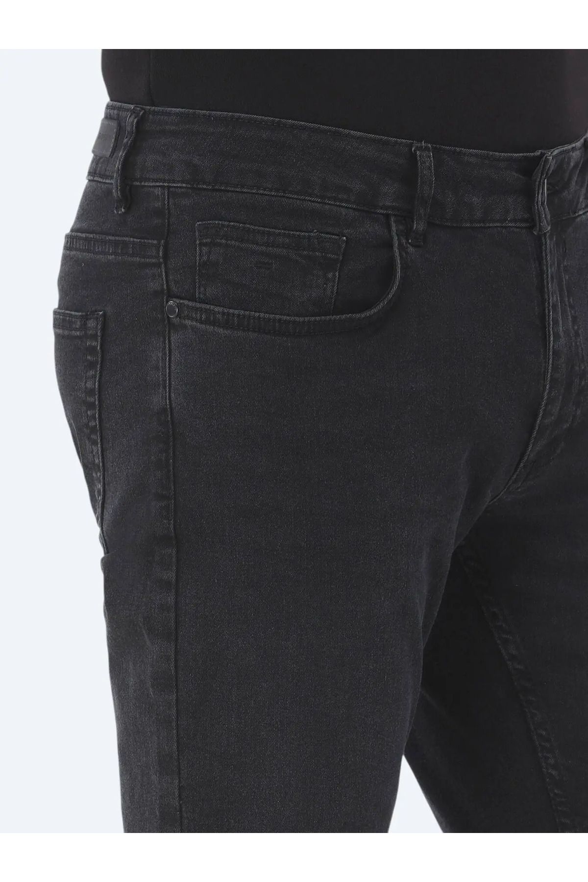 Kip-Black Slim Fit Denim - Cotton Blend Trousers 4