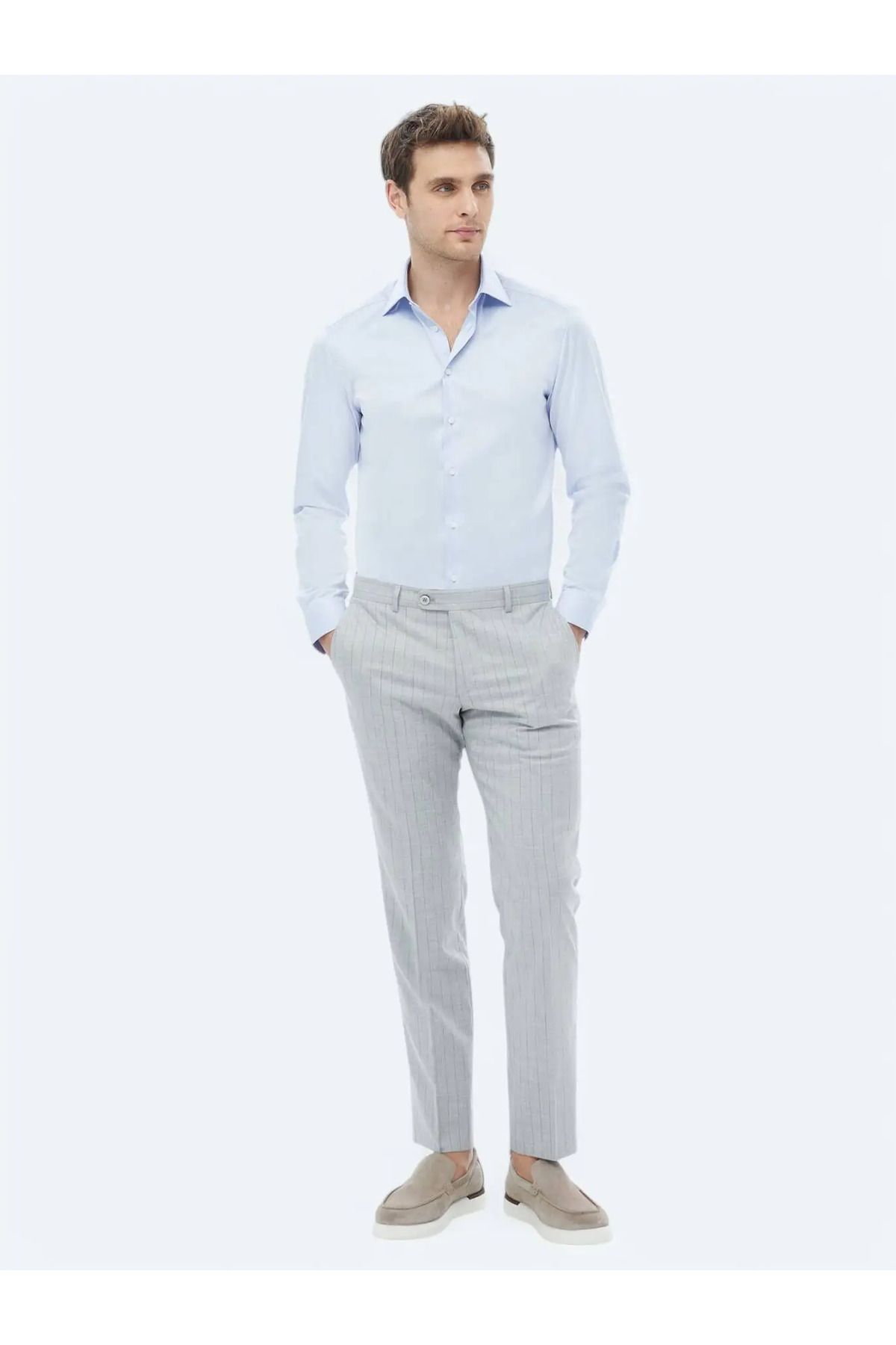 Kip-Cămașă clasică din bumbac slim fit albastră 6