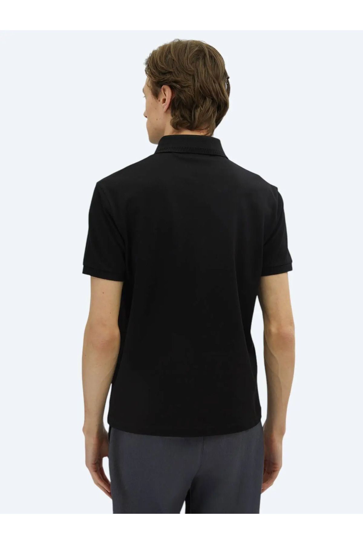 Kip-Black Plain Polo Neck 100% Cotton T-Shirt 4
