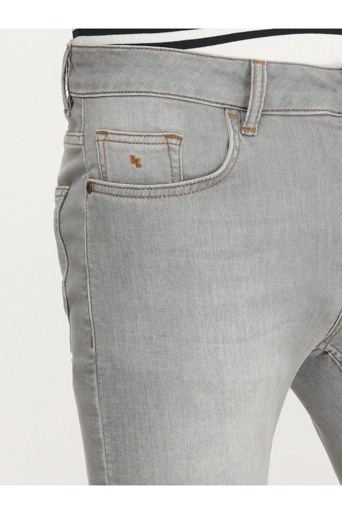 Kip-Gray Slim Fit Denim Cotton Blended Trousers 3