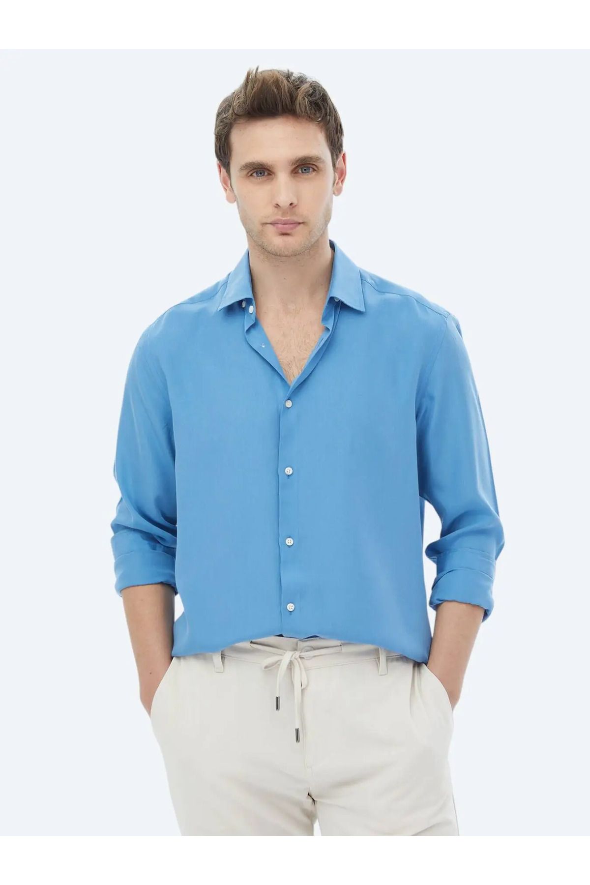 Mavi Regular Fit Dokuma Casual Gömlek - 3