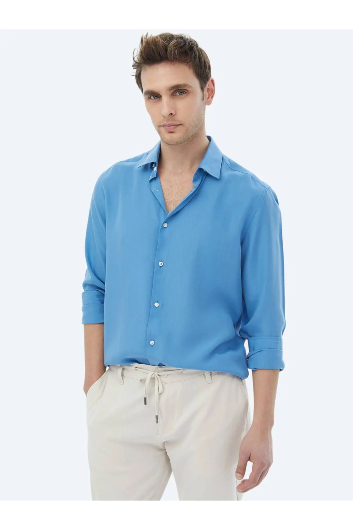 Mavi Regular Fit Dokuma Casual Gömlek - 7