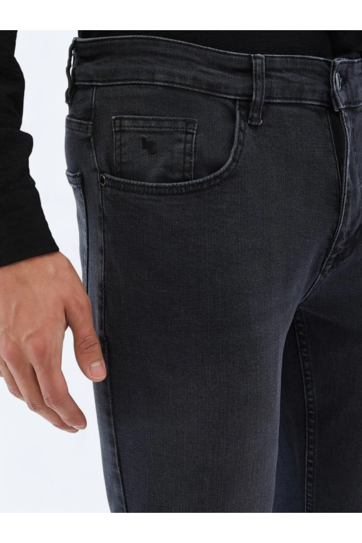 Kip-Pantaloni din denim gri închis Super Slm Fit din amestec de bumbac 3