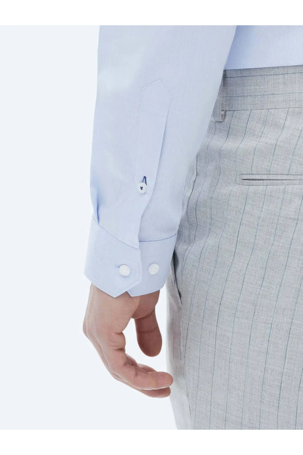 Kip-Cămașă clasică din bumbac slim fit albastră 4