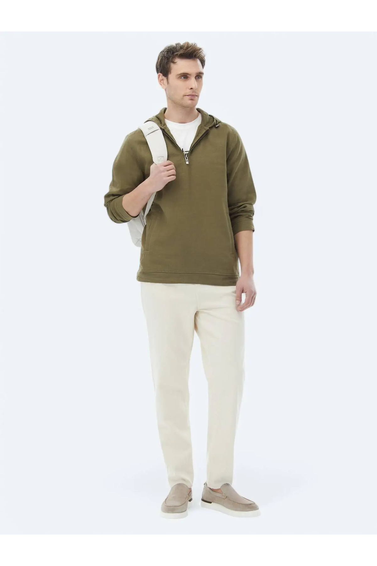 Kip-Khaki Color Regular Fit Woven Overshirt 2