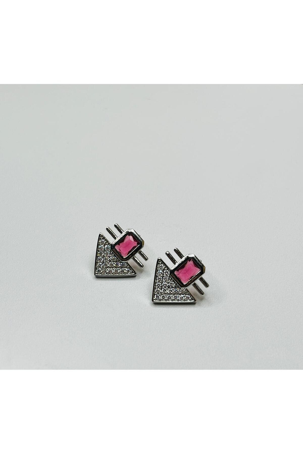 ASİN ACCESSORİES Zirkon Taşlı Üçgen Küpe - VİP Küpe
