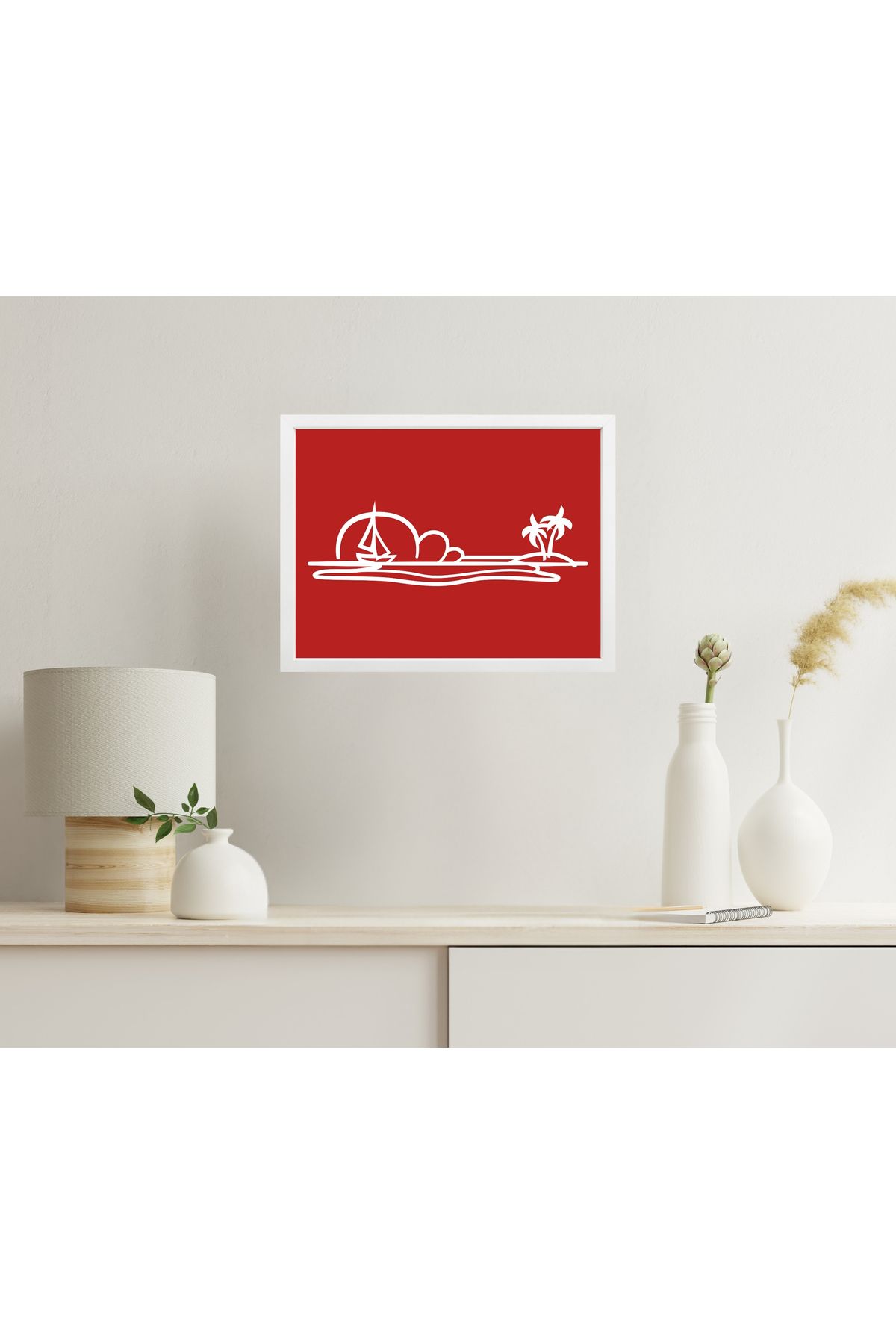 Grand Fine Art Çerçeveli Renkli Akrilik Tablo Minimalist Manzara