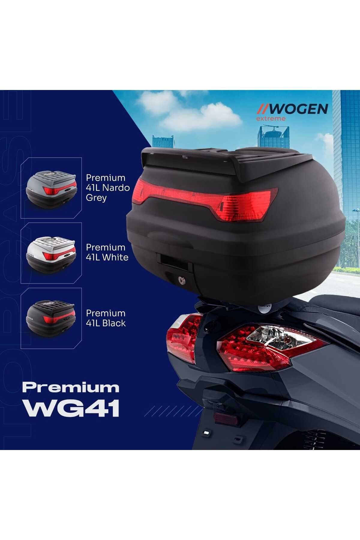 WOGEN BERMOT WOGEN KUBA SPACE 50 PRO MOTOSİKLET ARKA ÇANTA 41 LİTRE ÜST BAGAJ BSC SİYAH