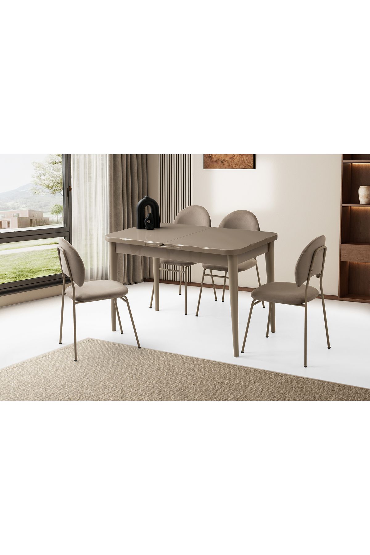 Levent Mobilya Aksesuar ARGUN HG MASA, NOVA SANDALYE, CAPPİCİNO, 120x70