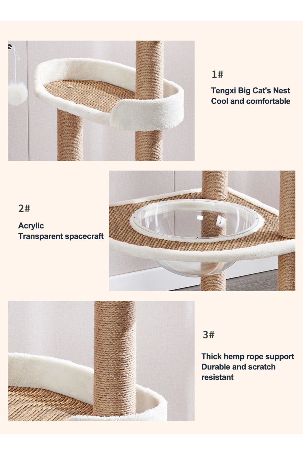 KidLe-Cat Tree Large Cat Nest Four Seasons Universal Cat Climbing Frame Oversized Capsule 8