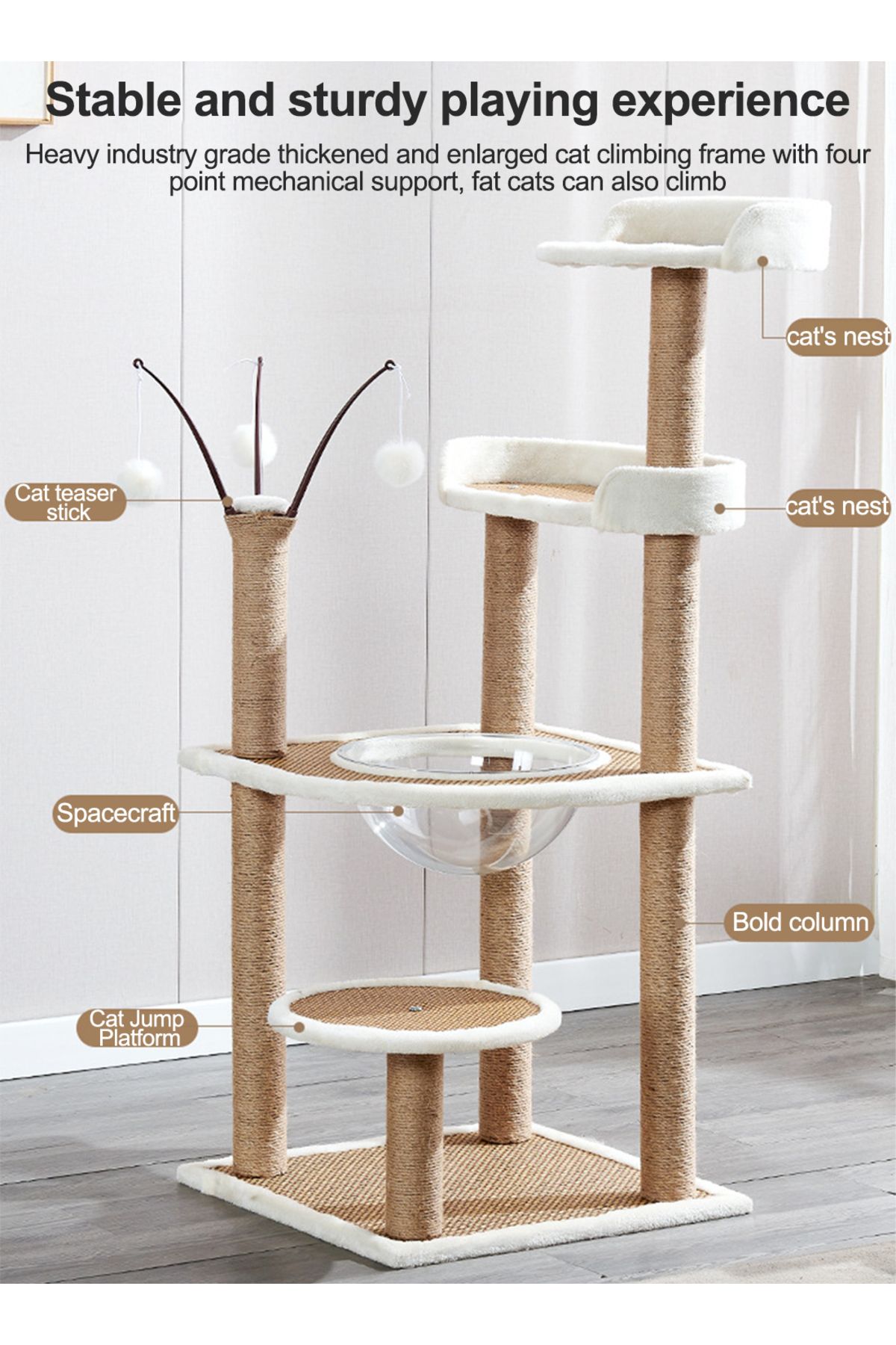 KidLe-Cat Tree Large Cat Nest Four Seasons Universal Cat Climbing Frame Oversized Capsule 4