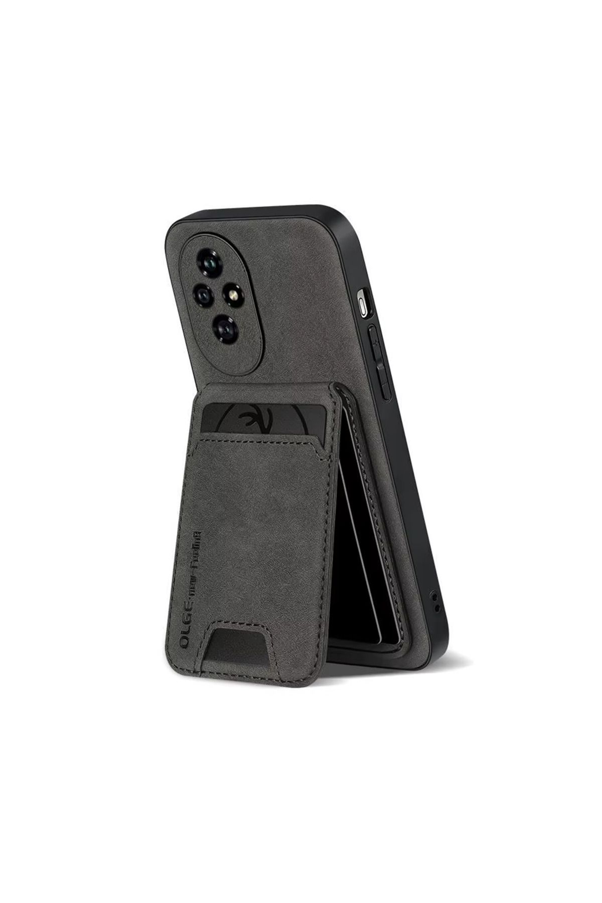 Microcase Honor 200 ile Uyumlu Kartlıklı Standlı Deri Kaplama Kılıf-AL5130