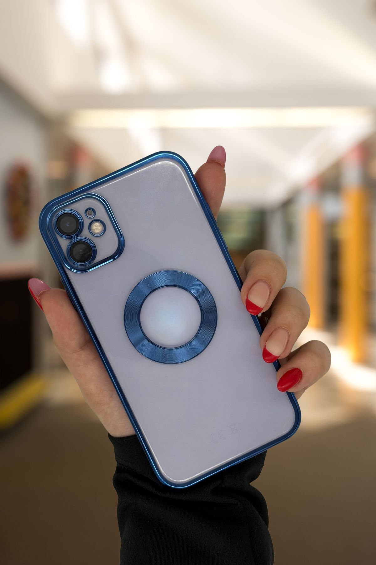 PSGT apple ( Iphone 12 ) Uyumlu Kılıf Logo Yeri Açık Metalik Kılıf Şeffaf Silikon
