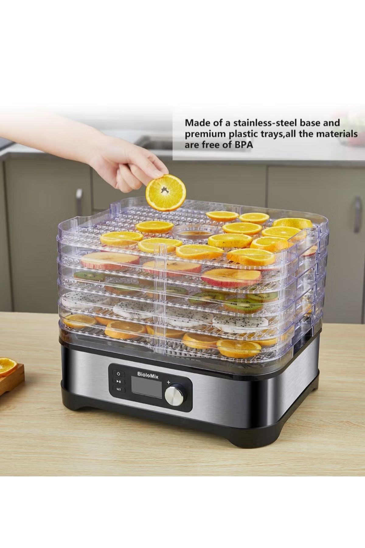 BioloMix-Food Dehydrator | Digital Adjustable Timer and Temperature Control with Drying Capacity (5 Trays) 2