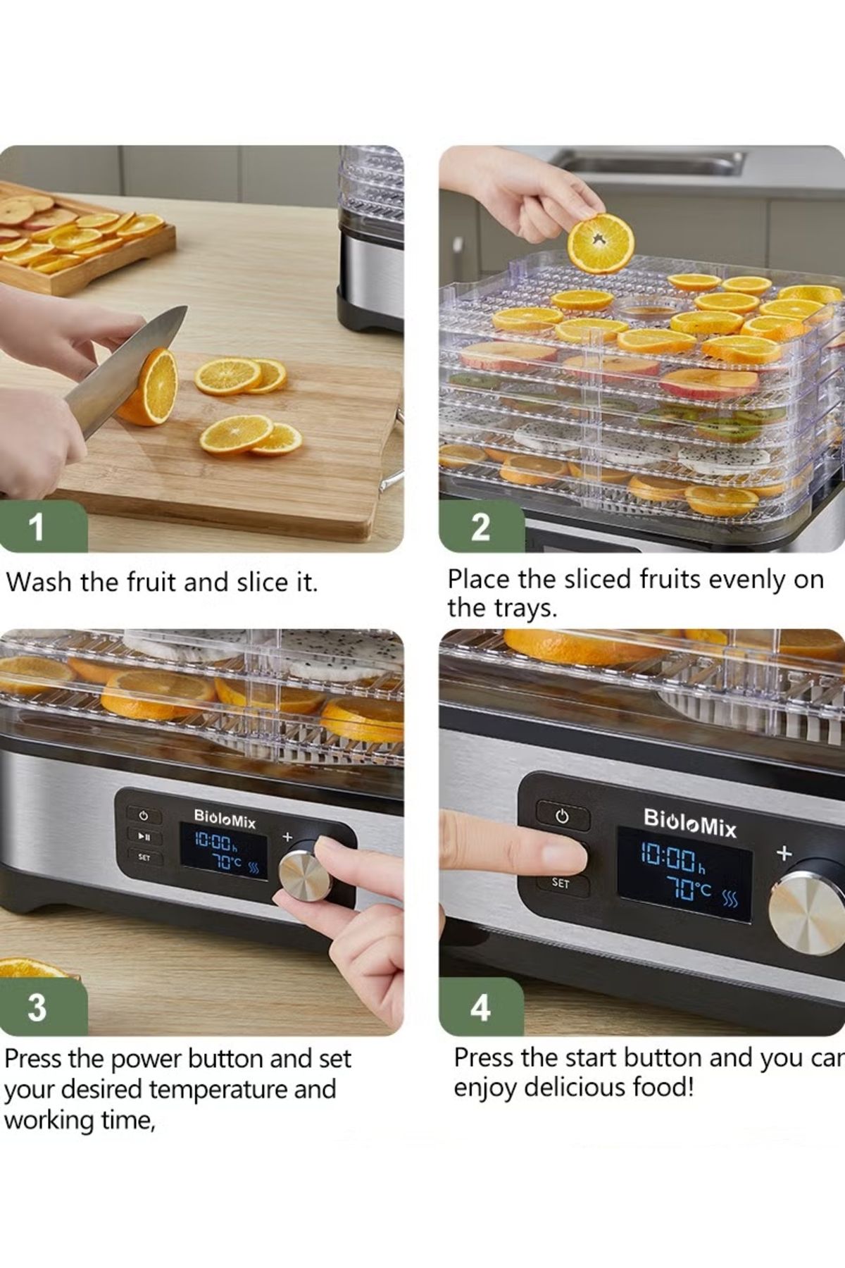 BioloMix-Food Dehydrator | Digital Adjustable Timer and Temperature Control with Drying Capacity (5 Trays) 6
