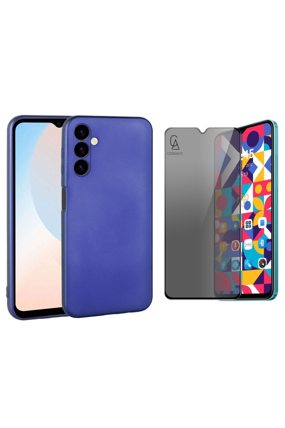 Coolacs Samsung Galaxy A16 Ile Uyumlu Soft Yumuşak Telefon Kılıfı ve Hayalet Privacy Ekran Koruyucu Seti