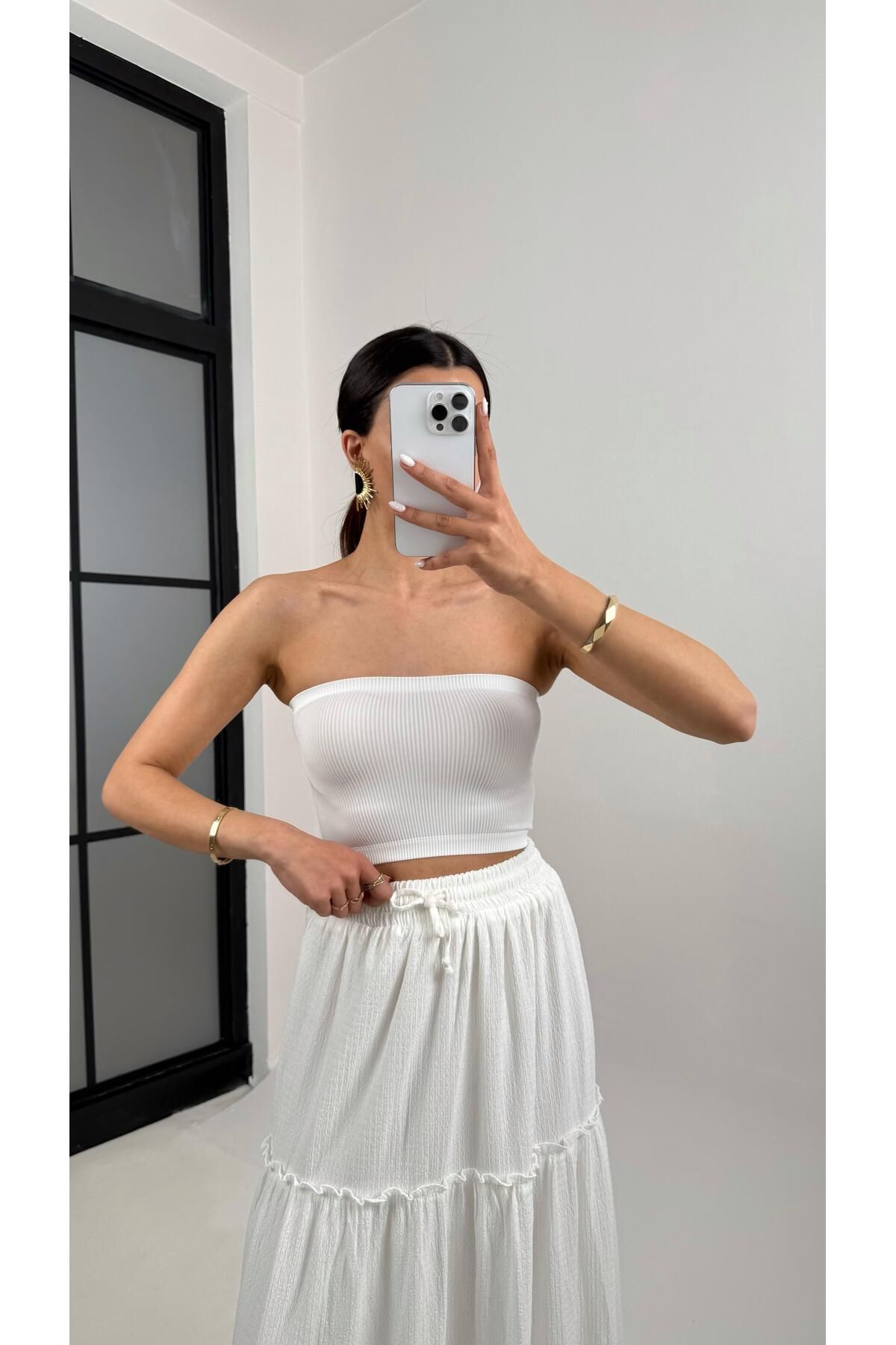 Gaus Beyaz Starplez Basic Crop Gaus00350
