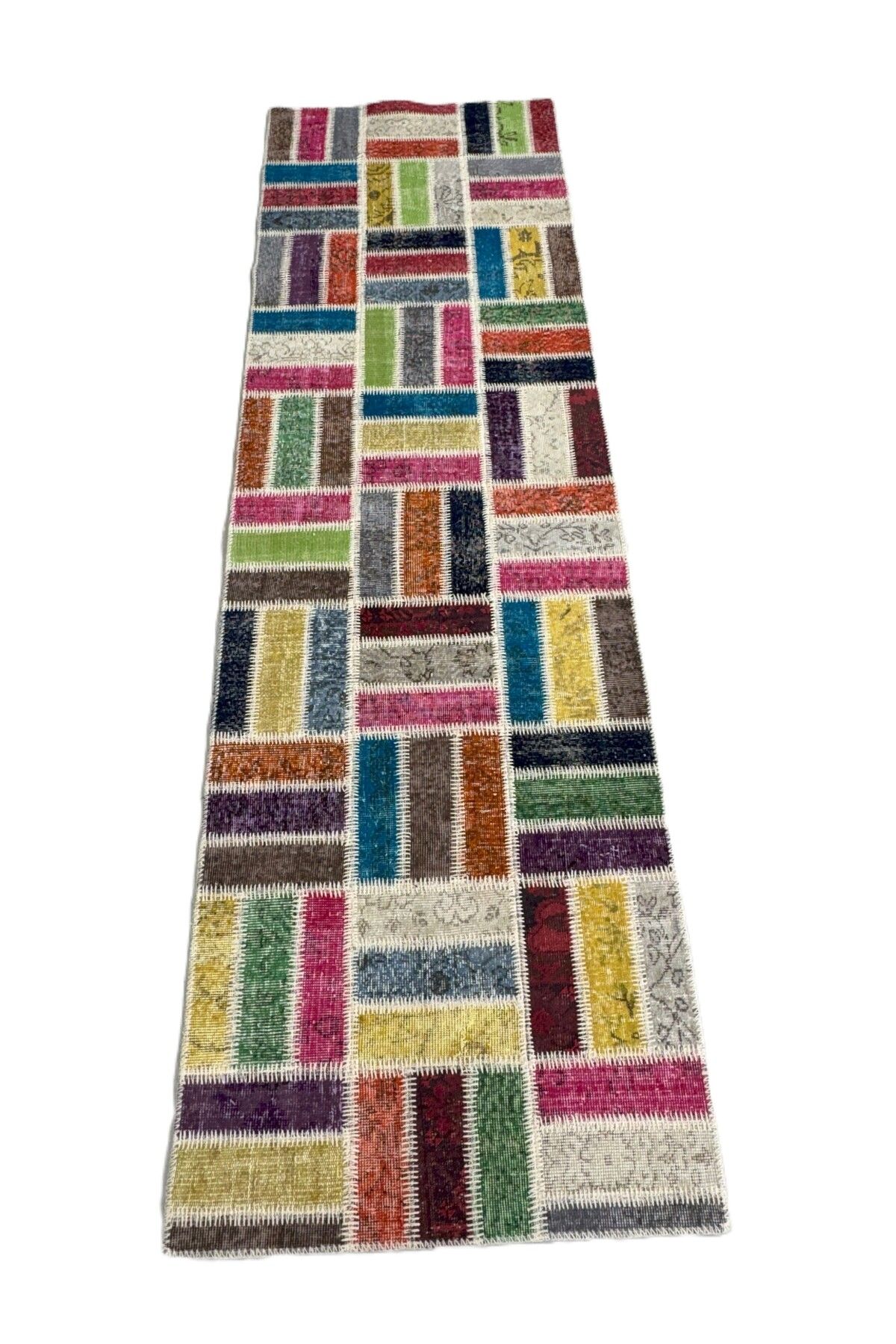 1001Rugs Patchwork El Halı 90 x 300