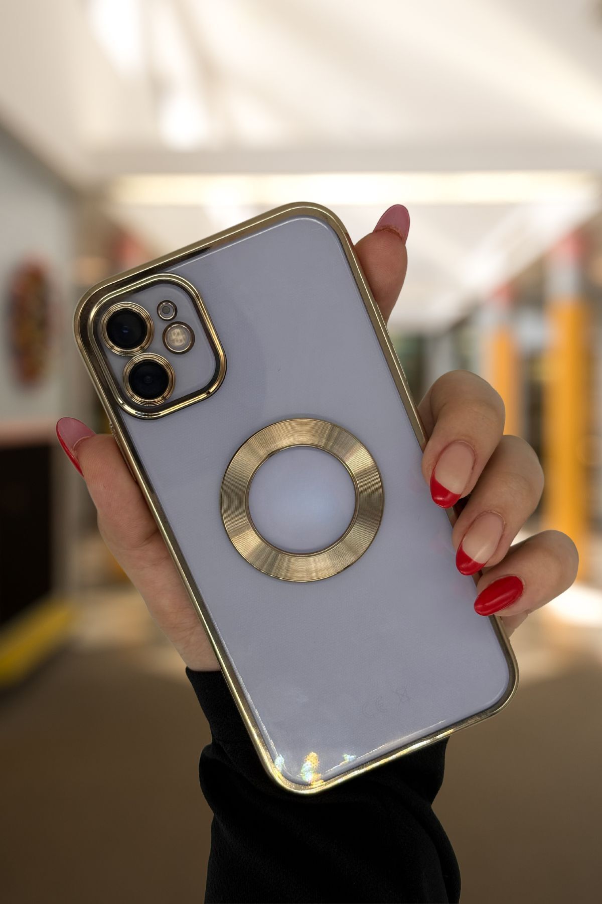PSGT apple ( Iphone 12 ) Uyumlu Kılıf Logo Yeri Açık Metalik Kılıf Şeffaf Silikon