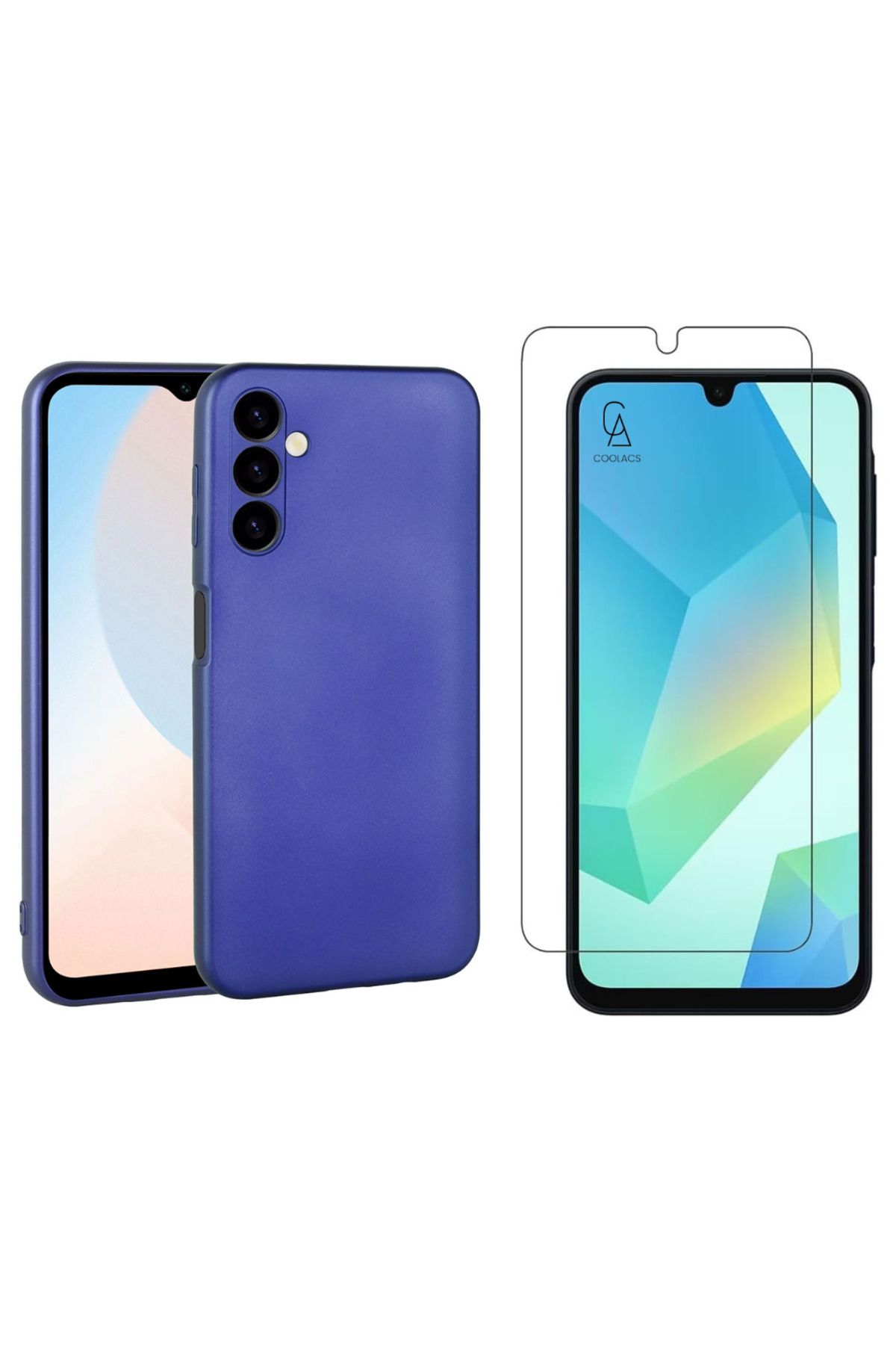 Coolacs Samsung Galaxy A16 ile Uyumlu Kılıf Soft Yumuşak Telefon Kılıfı ve Temperli Cam Ekran Koruyucu