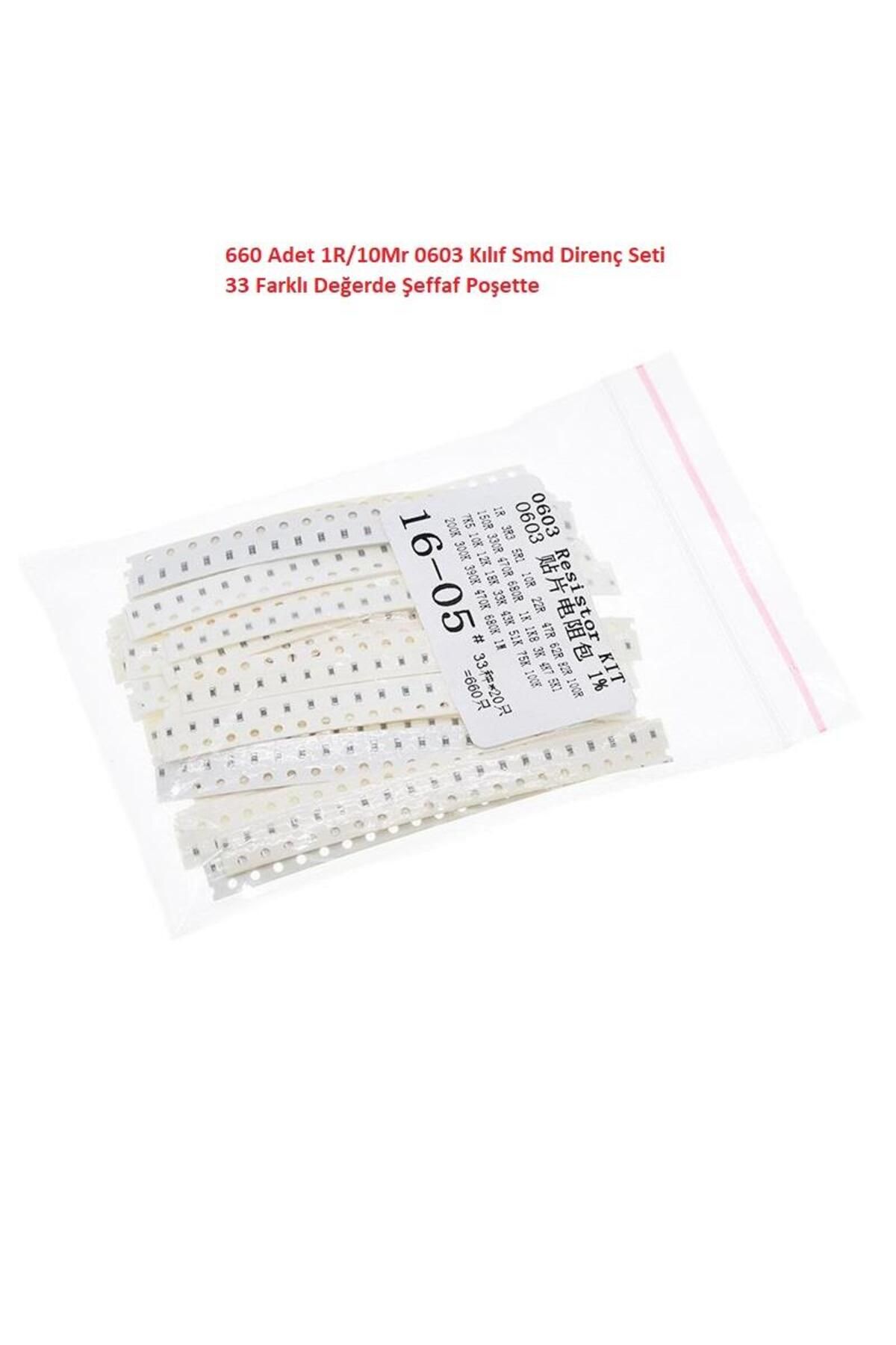 Hatfon Elektronik 660 Adet 1R/1Mr 0603 Kılıf Smd Direnç Seti %1 33 Farklı Değerde Şeffaf Poşette