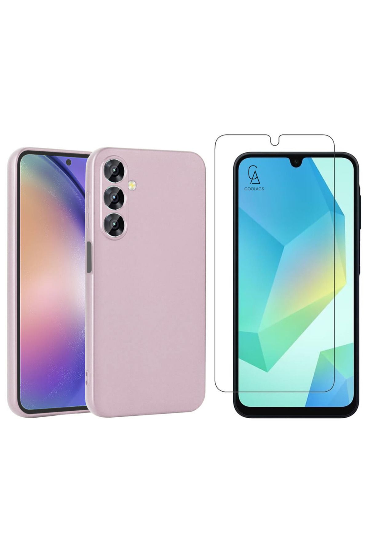 Coolacs Samsung Galaxy A16 ile Uyumlu Kılıf Soft Yumuşak Telefon Kılıfı ve Temperli Cam Ekran Koruyucu