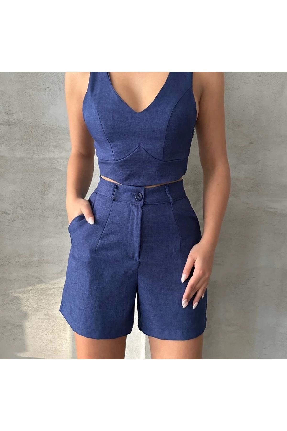 BYB MODA TASARIM Şortlu keten takım s255014