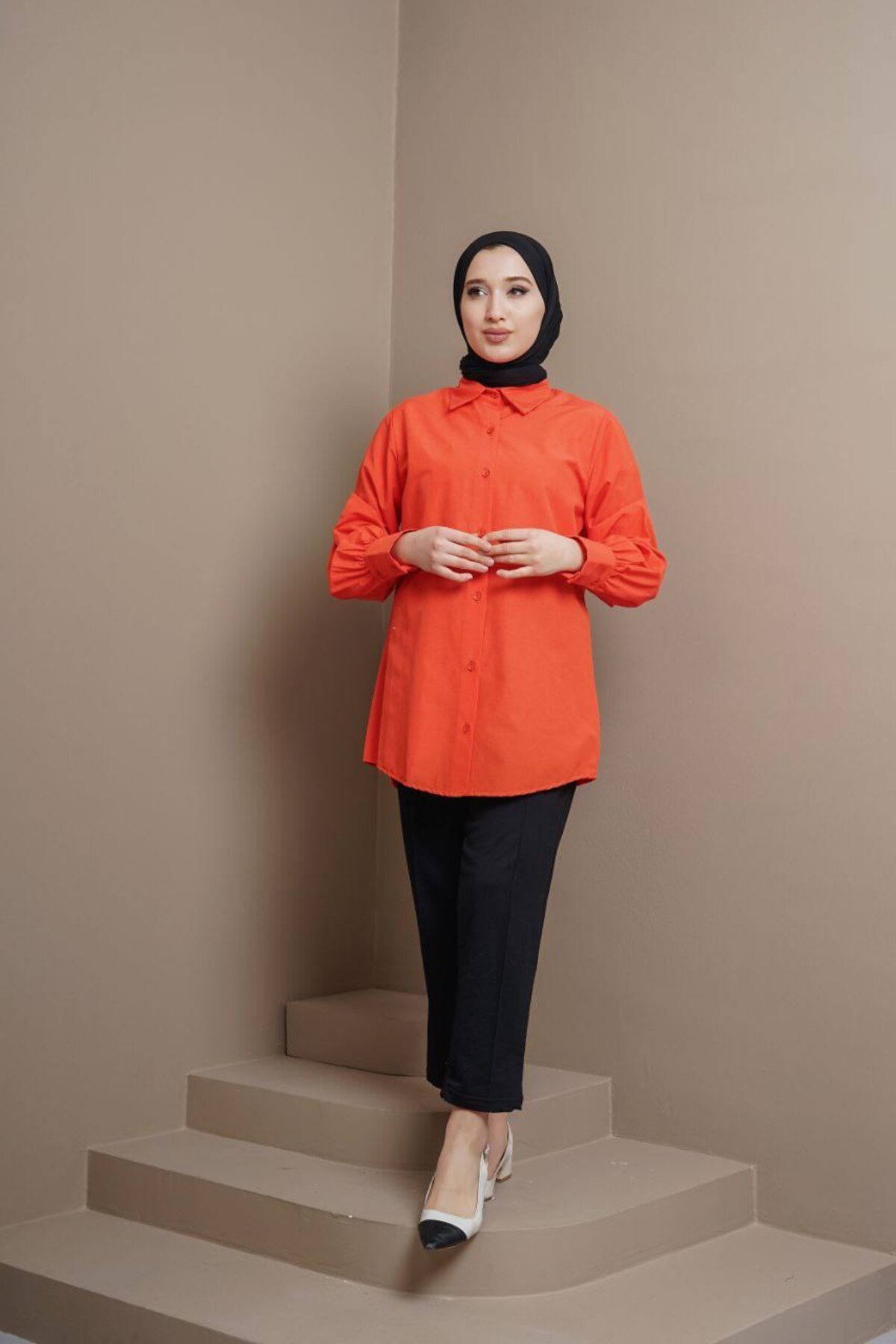 Suede Style 1474 % 100 Pamuk Oversize Uzun Kollu Poplin Kadın Gömleği