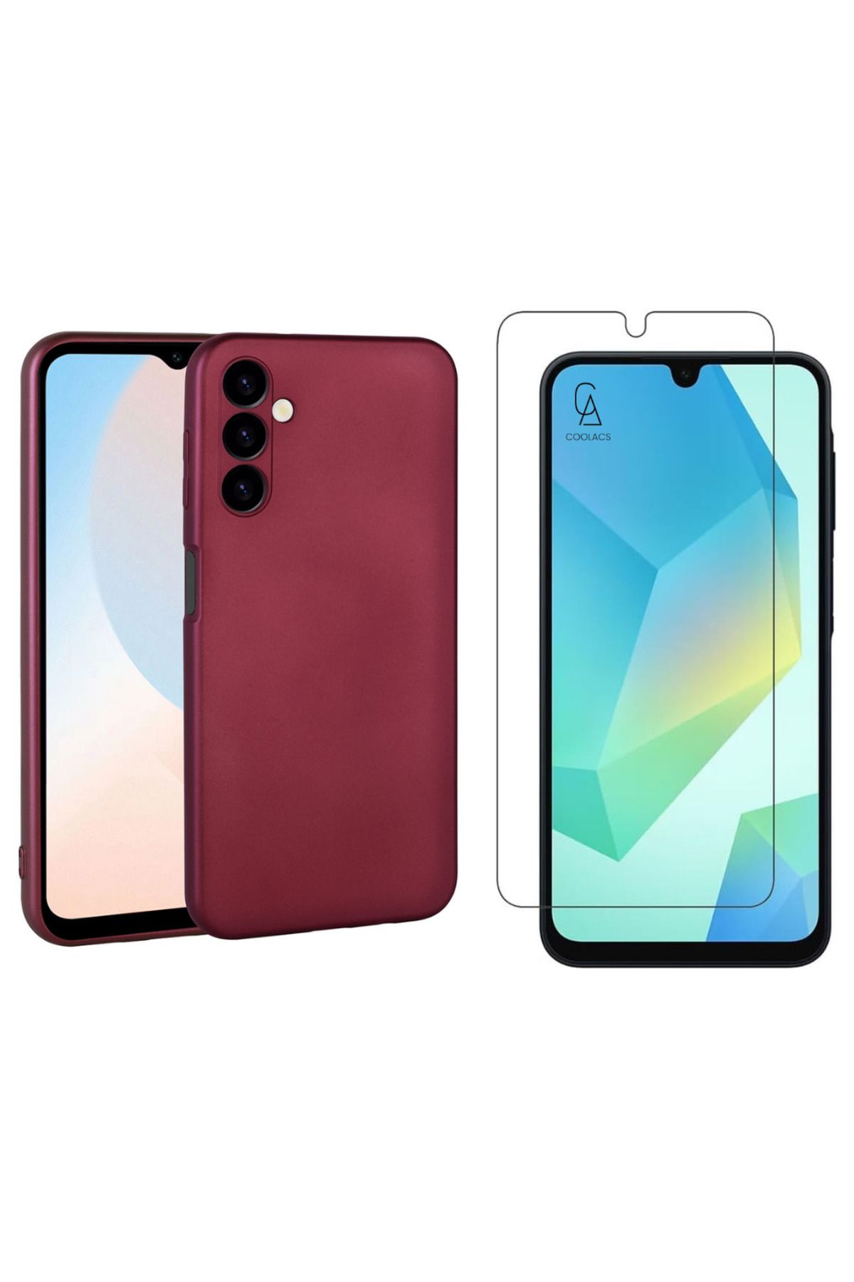 Coolacs Samsung Galaxy A16 ile Uyumlu Kılıf Soft Yumuşak Telefon Kılıfı ve Temperli Cam Ekran Koruyucu